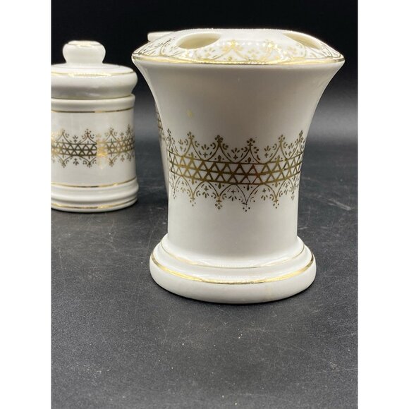 MCM Nasco Japan Apothecary Vanity Set 3 Hollywood Regency Gold Trim - Picture 15 of 16